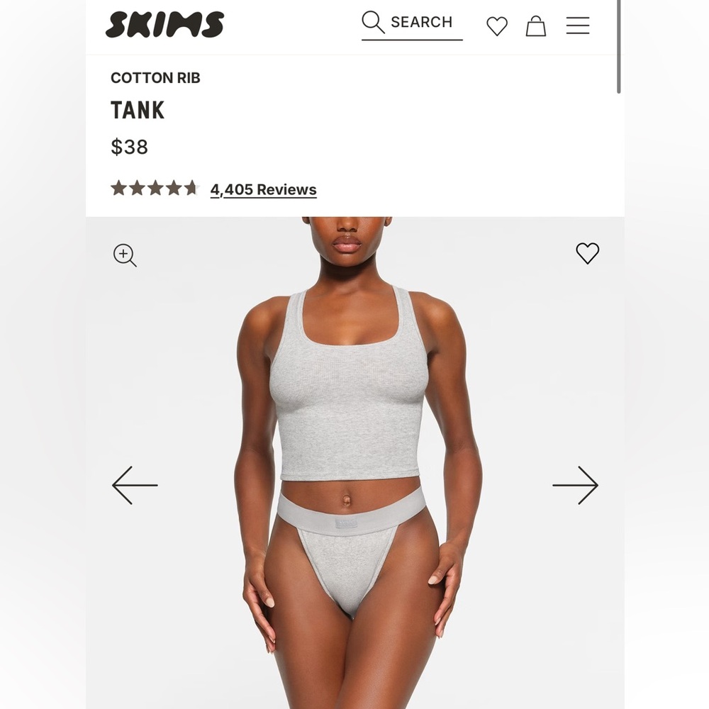Skims Cotton Ribbed Tank Grey